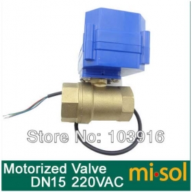 MISOL motorized ball valve, 220v,2 way, DN15,electrical valve,motorized valve