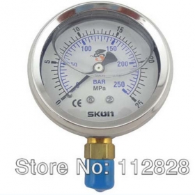 MISOL Pressure gauge 25Mpa 250bar brass bar, Radial connection, BSP 1/4"