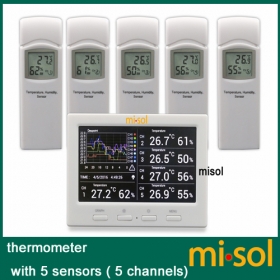 Wireless weather station with 5 sensors, 5 channels, color screen, data logger, connect to PC