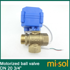 MISOL 3 way motorized ball valve DN20 (reduce port), L port, electric ball valve, motorized valve