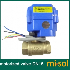 MISOL motorized valve brass, G1/2" DN15, 2 way, CR05, electrical valve, motorized ball valve