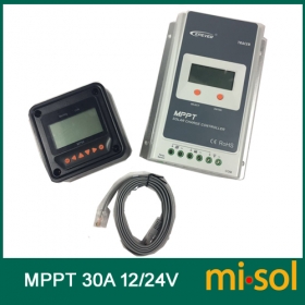 MISOL Tracer MPPT Solar regulator 30A, 12/24v, with remote meter, Solar Charge Controller 30A, NEW